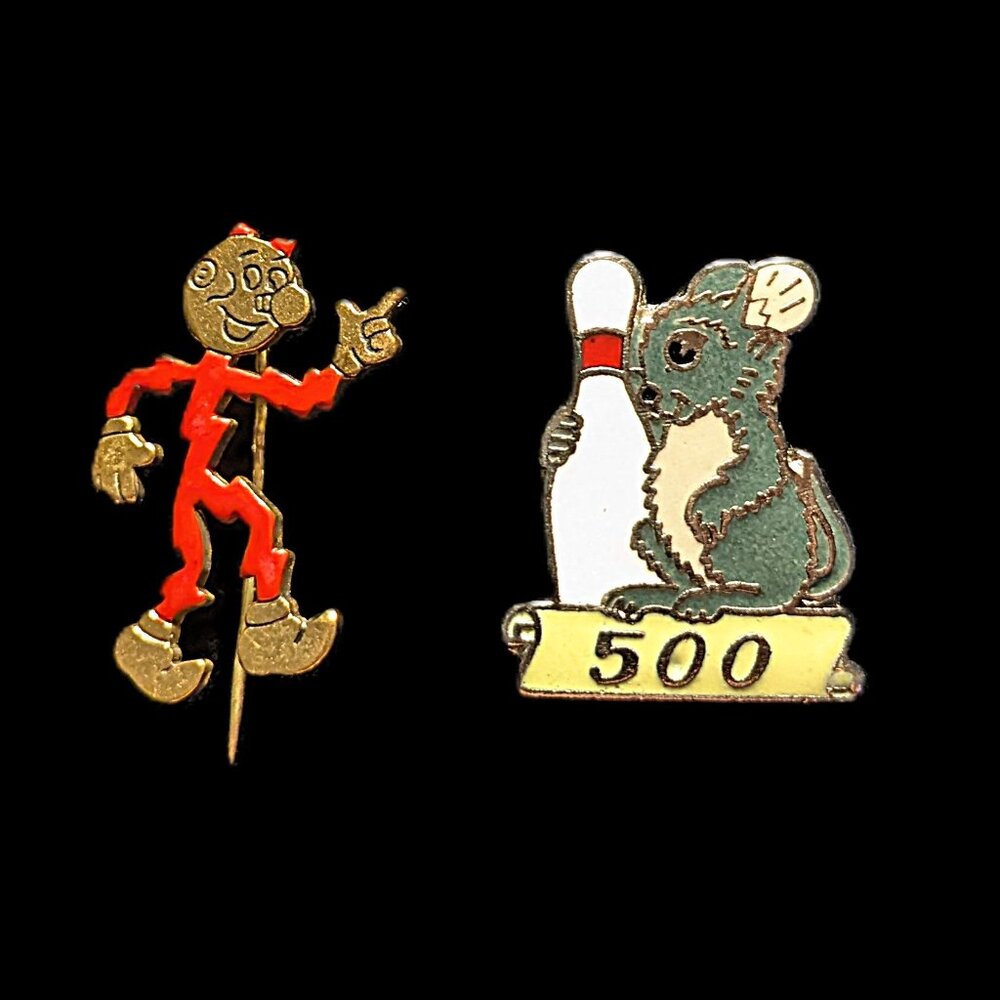 Vintage Pins Reddy Kilowatt & 500 Club Bowling Pin Like New